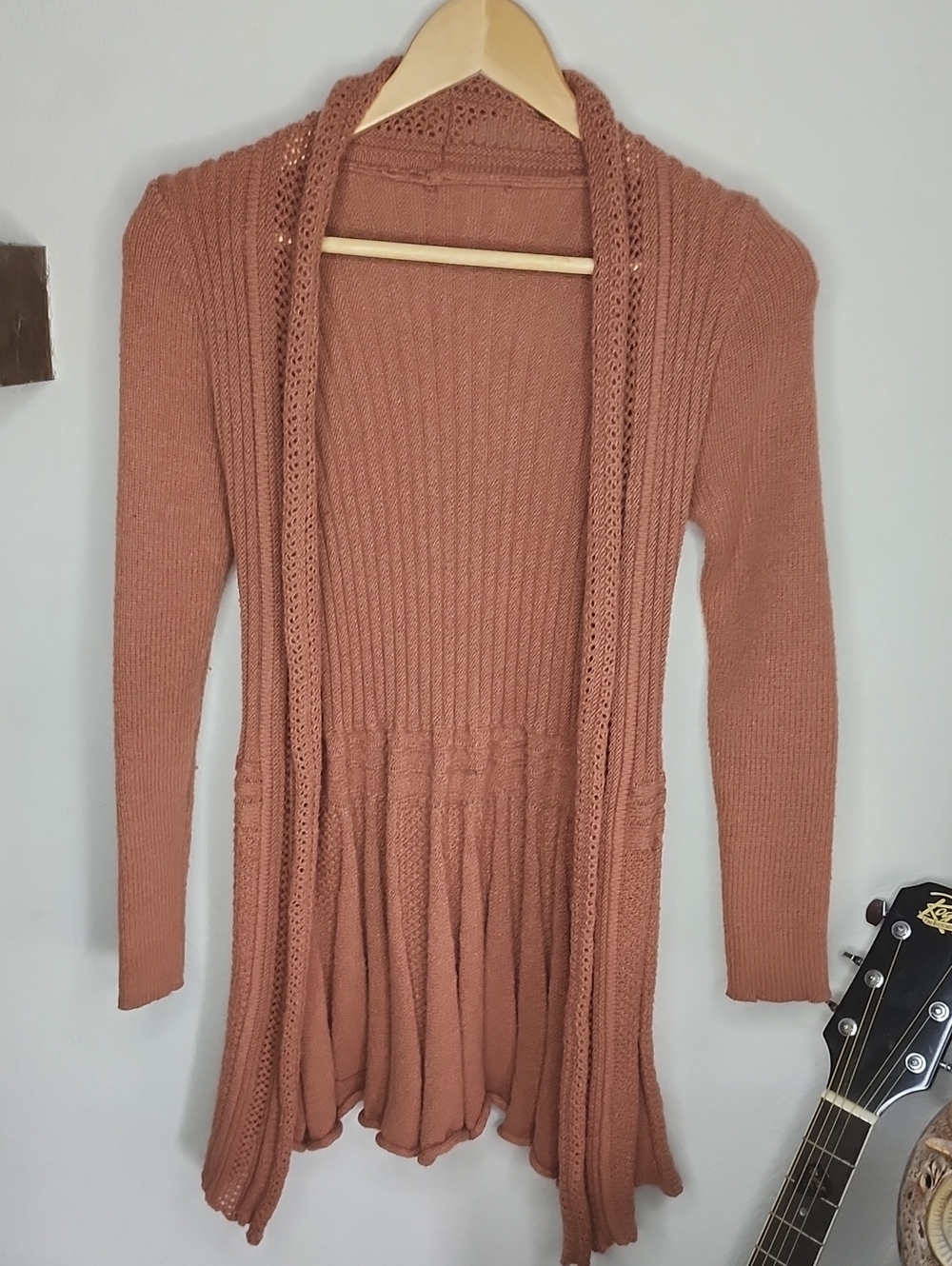 Women's Open Front Knit Cardigan Sweater - Rust